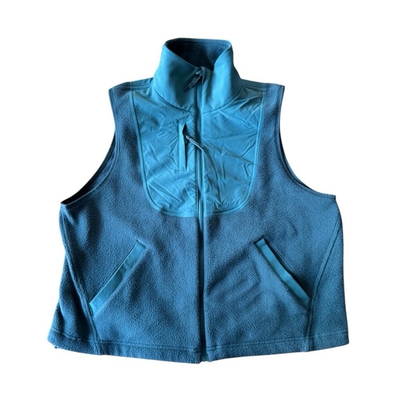 Lululemon 4 Fleece + Ripstop Hiking Vest Forest Green Sleeveless Full Zip - Picture 1 of 8